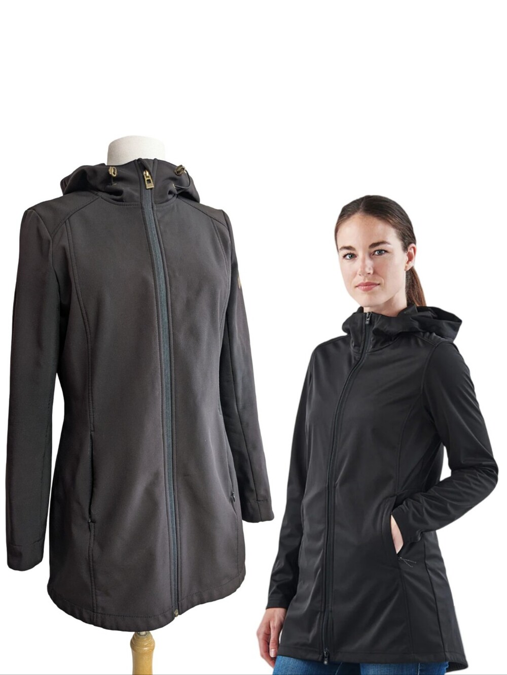 Beaver Canoe Chocolate Brown Women's Utility Jacket Hooded Long Insulated Size S